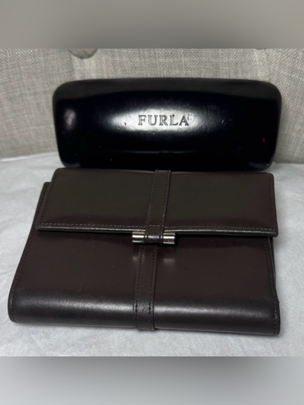 Furla Dark Brown Smooth Leather Continental Wallet / Clutch